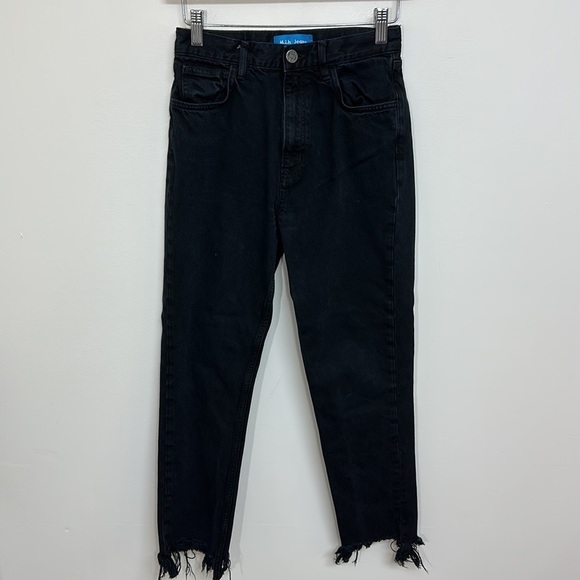 M.i.h Jeans Mimi High Rise Mom Jean With Raw Edge Black‎ Size 24 - Picture 3 of 8